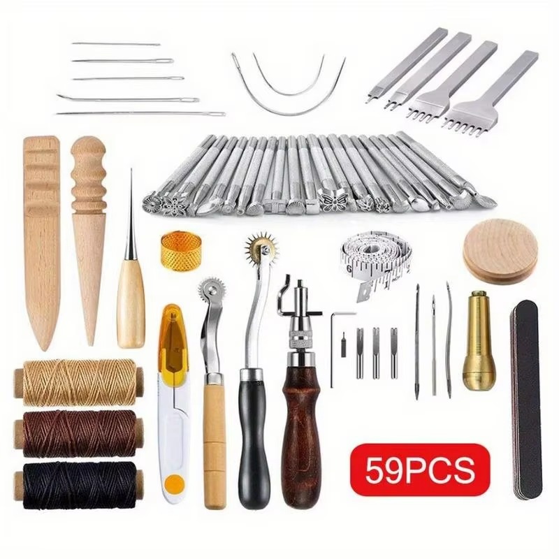 Groover Stitching Tool - 59PCS Leather Craft Set Hand Tools
