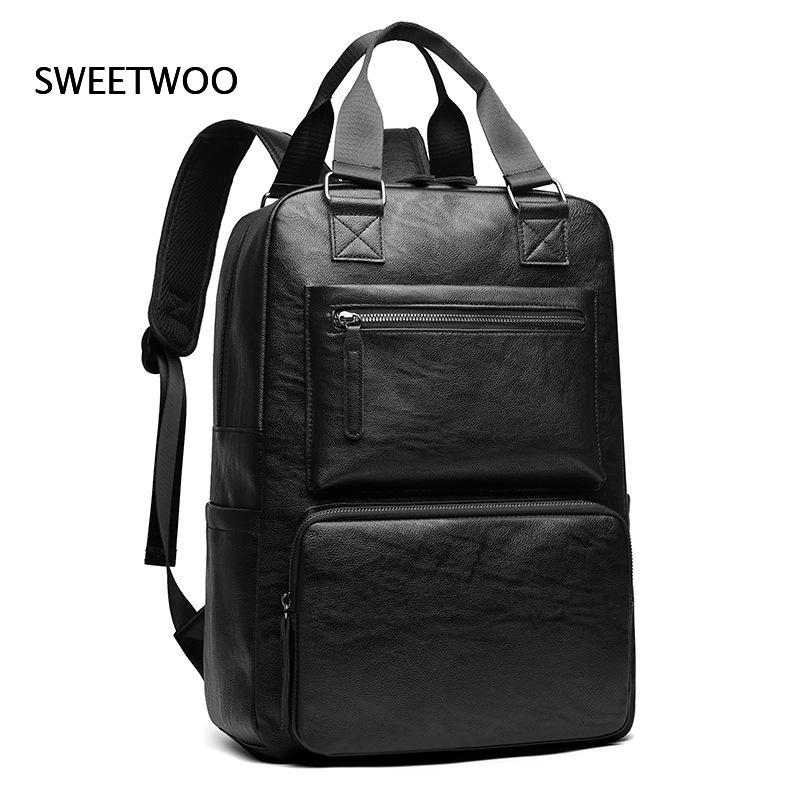 Men Faux Leather Laptop Backpa - đánh giá và giá Leather Work Rucksack Mens