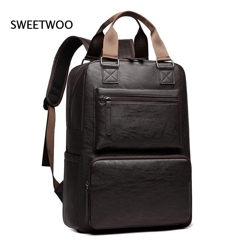 Men Faux Leather Laptop Backpa - đánh giá và giá Leather Work Rucksack Mens