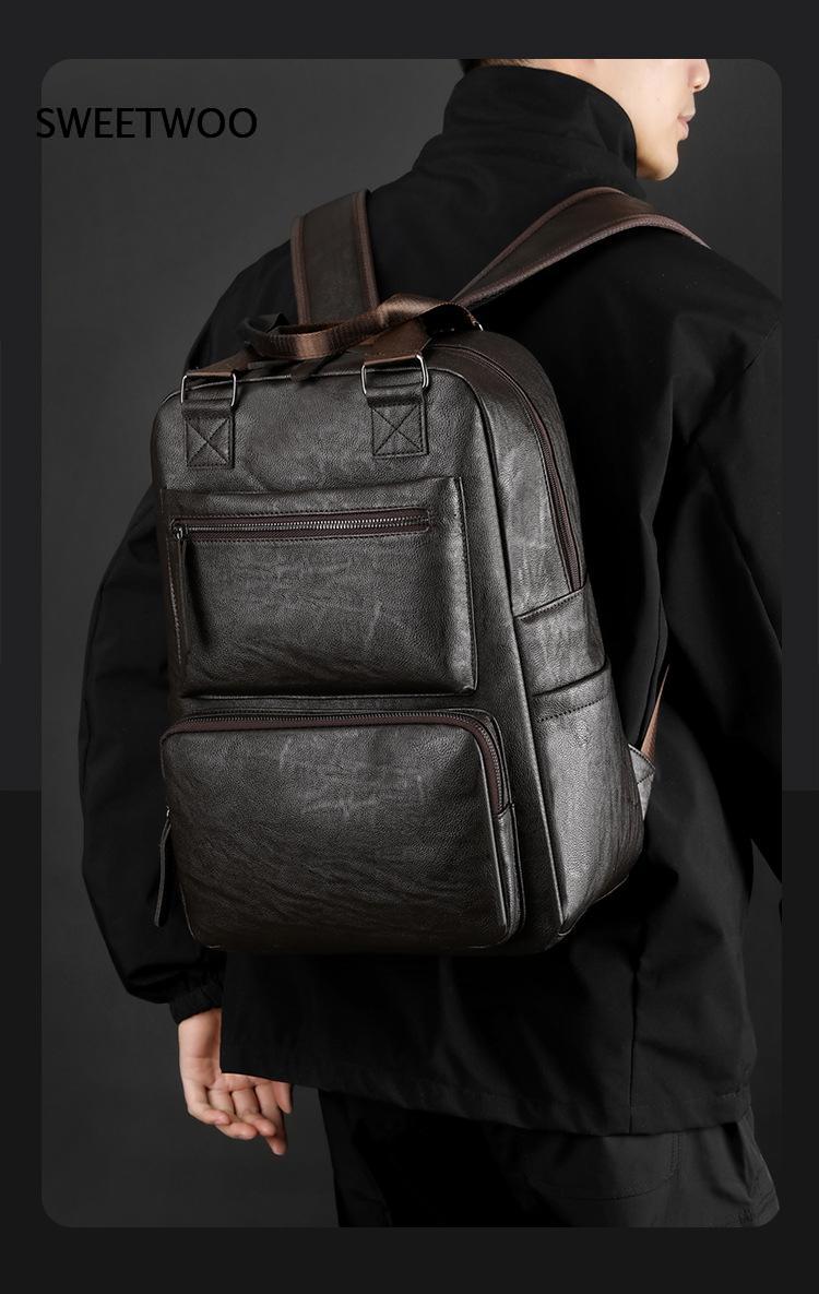 Men Faux Leather Laptop Backpa - đánh giá và giá Leather Work Rucksack Mens